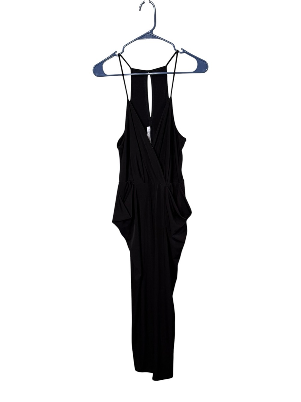 BCBGeneration Black Jumpsuit Medium Harem Drape Surplice Keyback